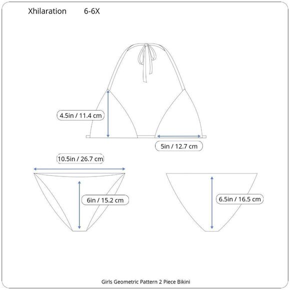 XHILARARION Girl's Neon Geometric Print 2 Piece Bikini Swimsuit Size 6 - Picture 11 of 11